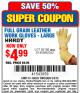 Harbor Freight Coupon HARDY FULL-GRAIN COWHIDE LEATHER WORK GLOVES Lot No. 61459/63153/63154 Expired: 5/4/15 - $4.99