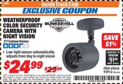 Harbor Freight ITC Coupon WEATHERPROOF COLOR SECURITY CAMERA WITH NIGHT VISION Lot No. 95914/69654 Expired: 12/31/18 - $24.99