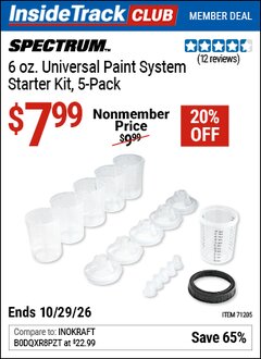Harbor Freight ITC Coupon SPECTRUM 6 OZ. UNIVERSAL PAINT SYSTEM STARTER KIT Lot No. 71205 Valid Thru: 10/29/26 - $7.99