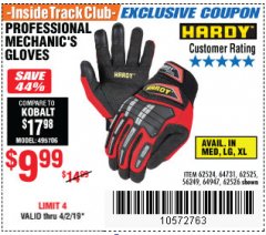 Harbor Freight ITC Coupon PROFESSIONAL MECHANIC'S GLOVES Lot No. 62524/68307/68308/62525/68309/62526 Expired: 4/2/19 - $9.99