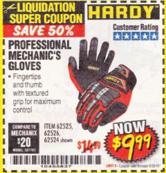 Harbor Freight Coupon PROFESSIONAL MECHANIC'S GLOVES Lot No. 62524/68307/68308/62525/68309/62526 Expired: 6/30/18 - $9.99