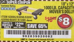 Harbor Freight Coupon 18" X 12" HARDWOOD MOVER'S DOLLY Lot No. 93888/60497/61899/62399/63095/63096/63097/63098 Expired: 8/31/19 - $8