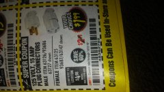Harbor Freight Coupon VANGUARD 125V, 15 AMP PLUG CONNECTOR Lot No. 63125/63147/63126 Expired: 10/31/18 - $1.99