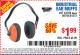 Harbor Freight Coupon INDUSTRIAL EAR MUFFS2 Lot No. 43768/60792/61372 Expired: 9/19/15 - $1.99