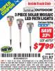 Harbor Freight ITC Coupon 3 PIECE SOLAR MOSAIC LED PATH LIGHTS Lot No. 60757 Expired: 11/30/15 - $7.99