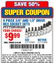 Harbor Freight Coupon 9 PIECE 3/8" AND 1/2" DRIVE HEX SOCKET SET Lot No. 67884/67880 Expired: 3/23/15 - $9.99
