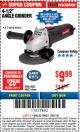 Harbor Freight ITC Coupon DRILLMASTER 4-1/2" ANGLE GRINDER Lot No. 69645/60625 Expired: 3/8/18 - $9.99