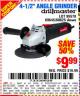Harbor Freight Coupon DRILLMASTER 4-1/2" ANGLE GRINDER Lot No. 69645/60625 Expired: 8/19/15 - $9.99