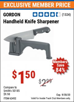 Harbor Freight ITC Coupon HANDHELD KNIFE SHARPENER Lot No. 60361/62452 Expired: 9/30/20 - $1.5