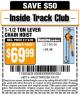 Harbor Freight ITC Coupon 1-1/2 TON LEVER CHAIN HOIST Lot No. 66106 Expired: 3/31/15 - $69.99