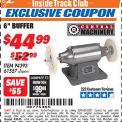 Harbor Freight ITC Coupon 6" BUFFER Lot No. 94393/61557 Expired: 3/31/19 - $44.99