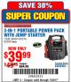 Harbor Freight Coupon 3-IN-1 PORTABLE POWER PACK WITH JUMP STARTER Lot No. 38391/60657/62306/62376/64083 Expired: 7/24/17 - $39.99