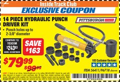 Harbor Freight ITC Coupon 14 PIECE HYDRAULIC PUNCH DRIVER KIT Lot No. 96718/56411 Expired: 8/31/19 - $79.99