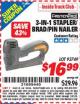 Harbor Freight ITC Coupon 3-IN-1 STAPLER/BRAD/PIN NAILER Lot No. 93749/63160 Expired: 1/31/16 - $16.99