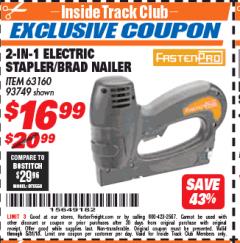 Harbor Freight ITC Coupon 3-IN-1 STAPLER/BRAD/PIN NAILER Lot No. 93749/63160 Expired: 5/31/18 - $16.99