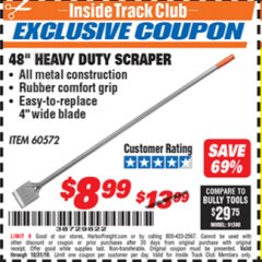 Harbor Freight ITC Coupon FINCH & MCLAY FLOOR 48 IN. SCRAPER Lot No. 60572 Expired: 10/31/18 - $8.99