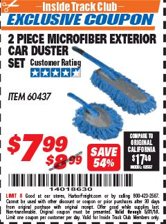 Harbor Freight ITC Coupon 2 PIECE MICROFIBER EXTERIOR CAR DUSTER SET Lot No. 60437 Expired: 5/31/18 - $7.99