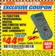 Harbor Freight ITC Coupon 14 FUNCTION PROFESSIONAL DIGITAL MULTIMETER WITH SOUND LEVEL AND LUMINOSITY Lot No. 98674 Expired: 10/31/17 - $44.99
