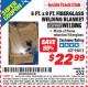 Harbor Freight ITC Coupon 6 FT. x 8 FT. FIBERGLASS WELDING BLANKET Lot No. 95015 Expired: 11/30/15 - $22.99