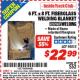 Harbor Freight ITC Coupon 6 FT. x 8 FT. FIBERGLASS WELDING BLANKET Lot No. 95015 Expired: 4/30/16 - $22.99