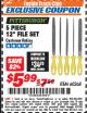Harbor Freight ITC Coupon 5 PIECE 12" FILE SET Lot No. 7520/60368 Expired: 3/31/18 - $5.99