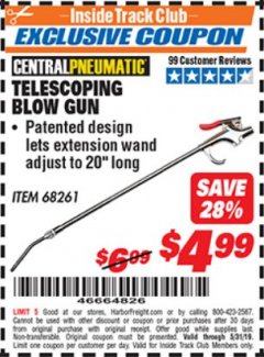 Harbor Freight ITC Coupon TELESCOPING BLOW GUN Lot No. 68261 Expired: 5/31/19 - $4.99