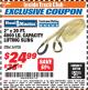 Harbor Freight ITC Coupon 2" x 20 FT. WEB LIFTING SLING Lot No. 34708 Expired: 12/31/17 - $24.99