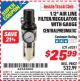 Harbor Freight ITC Coupon 1/2" AIR LINE FILTER/REGULATOR WITH GAUGE Lot No. 68281 Expired: 7/31/15 - $25.99