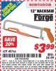 Harbor Freight ITC Coupon 12" HACKSAW Lot No. 40766/62780 Expired: 4/30/15 - $3.99