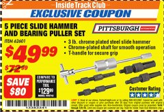 Harbor Freight ITC Coupon 5 PIECE SLIDE HAMMER AND BEARING PULLER SET Lot No. 62601/95987 Expired: 7/31/18 - $49.99