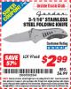 Harbor Freight ITC Coupon 3-1/16" STAINLESS STEEL FOLDING KNIFE Lot No. 97668 Expired: 4/30/15 - $2.99