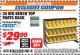 Harbor Freight ITC Coupon 24 BIN BENCH TOP PARTS RACK Lot No. 69572/95496 Expired: 11/30/17 - $29.99