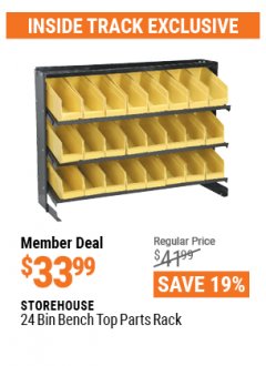 Harbor Freight ITC Coupon STOREHOUSE 24-BIN BENCHTOP PARTS RACK Lot No. 69572 Expired: 4/29/21 - $33.99