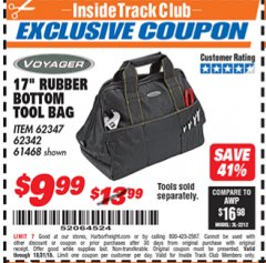 Harbor Freight ITC Coupon VOYAGER 25 POCKET MECHANICS TOOL BAG Lot No. 61468 Expired: 10/31/18 - $9.99