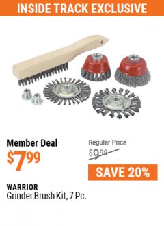 Harbor Freight Coupon WARRIOR GRINDER BRUSH KIT, 7-PIECE Lot No. 90976 Expired: 7/1/21 - $7.99