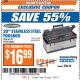Harbor Freight ITC Coupon 20" STAINLESS STEEL TOOLBOX Lot No. 61572/93168 Expired: 7/25/17 - $16.99