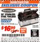 Harbor Freight ITC Coupon 20" STAINLESS STEEL TOOLBOX Lot No. 61572/93168 Expired: 11/30/17 - $16.99