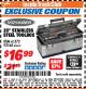 Harbor Freight ITC Coupon 20" STAINLESS STEEL TOOLBOX Lot No. 61572/93168 Expired: 4/30/18 - $16.99