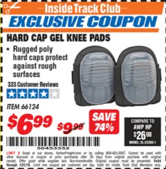 Harbor Freight ITC Coupon HARD CAP GEL KNEE PADS Lot No. 66124 Expired: 1/31/19 - $6.99