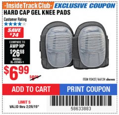 Harbor Freight ITC Coupon WESTERN SAFETY HARD CAP GEL KNEE PADS Lot No. 66124 Expired: 2/26/19 - $6.99
