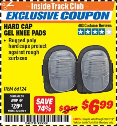 Harbor Freight ITC Coupon HARD CAP GEL KNEE PADS Lot No. 66124 Expired: 10/31/19 - $6.99