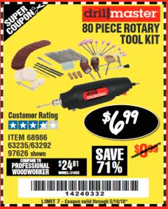 Harbor Freight Coupon 80 PIECE ROTARY TOOL KIT Lot No. 68986/97626/63292/63235 Expired: 5/19/18 - $6.99