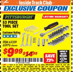 Harbor Freight ITC Coupon 53 PIECE TOOL KIT Lot No. 63339/65976 Expired: 5/31/18 - $9.99