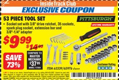 Harbor Freight ITC Coupon 53 PIECE TOOL KIT Lot No. 63339/65976 Expired: 11/30/18 - $9.99